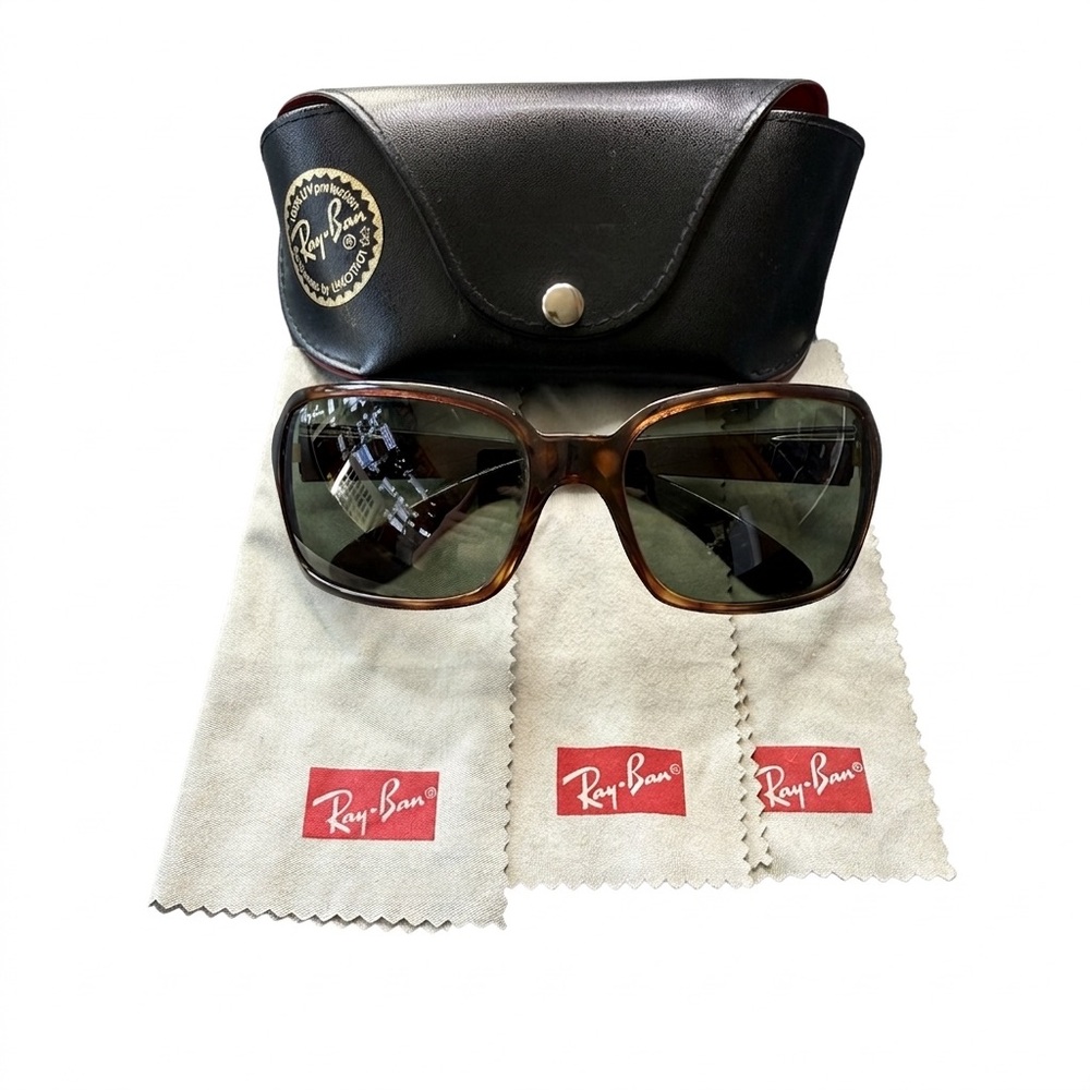 |VTG| Y2K Ray-Ban Tortoise Square Sunglasses Green G15 Lens Women’s